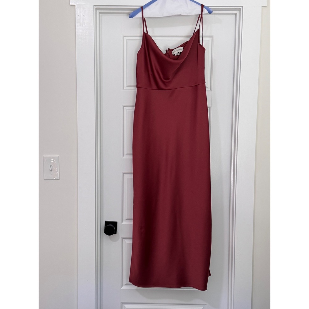 Sachin & Babi Rust Cowl Neck Spaghetti Strap Maxi Dress Gown Size 12